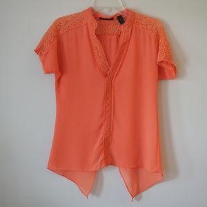 BKE red, orange split back top